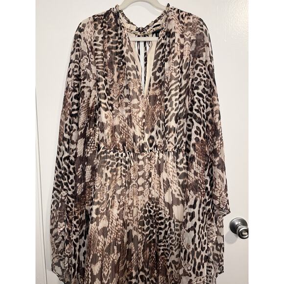 Eloquii Dress Plus Size 20 Leopard Print Maxi Hi Lo Flowy Stretch Waist - Picture 1 of 8